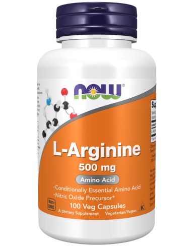 L-arginin 500 mg, 100 kapsler.